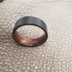 Men's tungsten and wood wedding ring